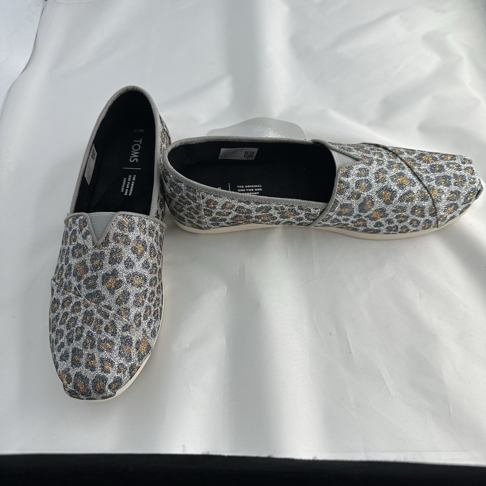 Women's TOMS Alpargata Glitter Animal Print Slip-On Comfort Shoes US Size 11